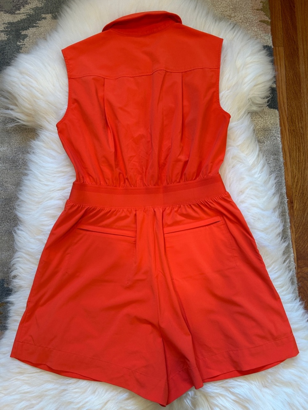 Athleta Bright Orange Sleeveless Collared Romper - Picture 3 of 3